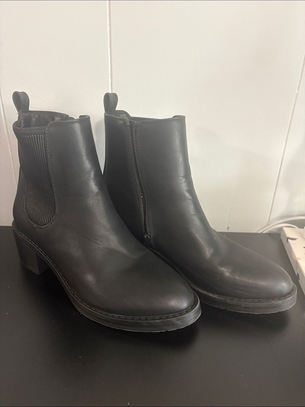 Sonoma Black Leather Ankle Booties with Side Zipper